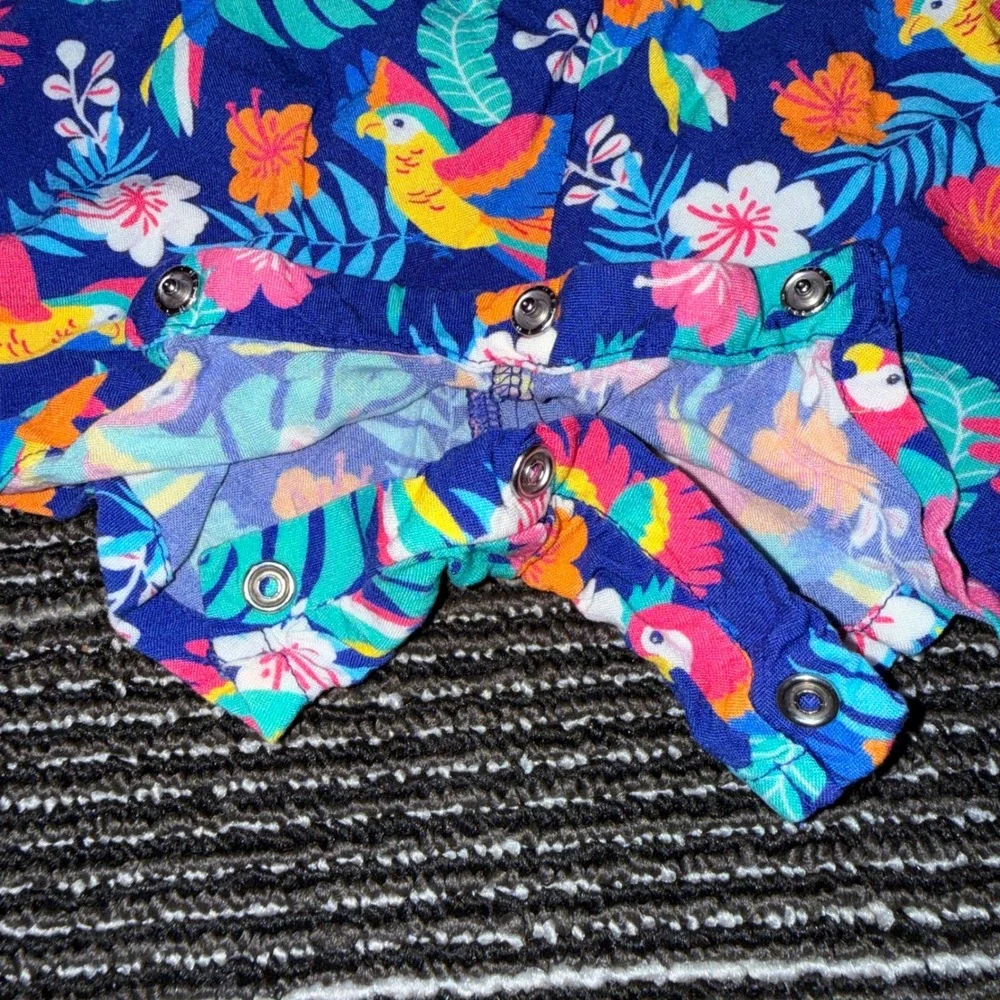 JoJo Maman Bebe Tropical Parrot Print Romper Jumpsuit Girls 6-12M‎ NWOT